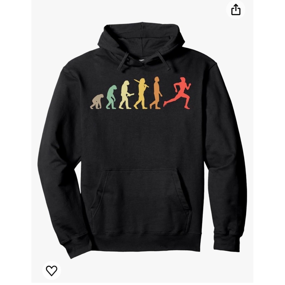 Evolution Of Women's Running Sz‎ MED Black Sweatshirt Hoodie Athletic Novelty